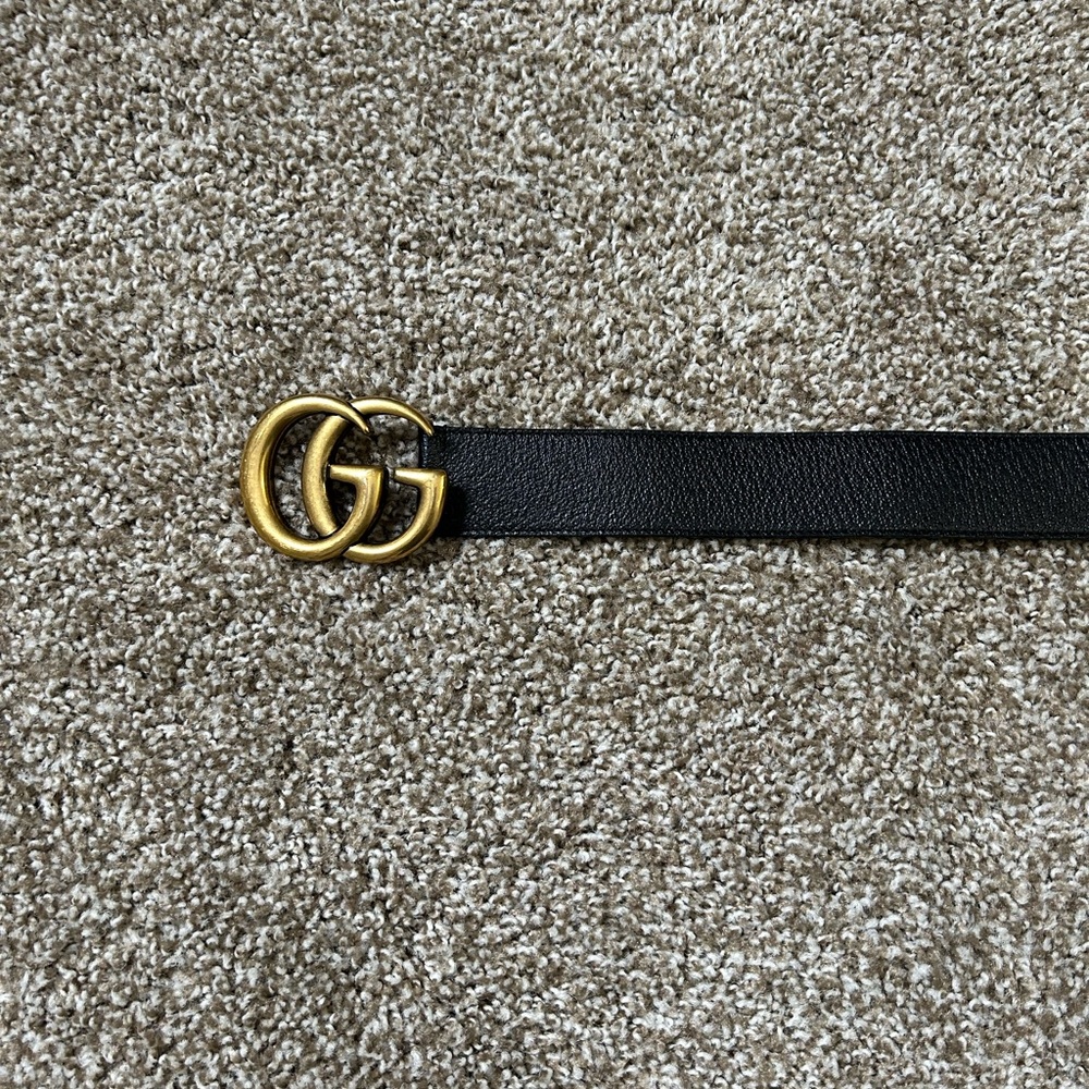 Wide Leather Belt with Double G Buckle
